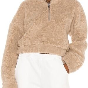 Revolve LPA Tan Sherpa Half-Zip Jacket
